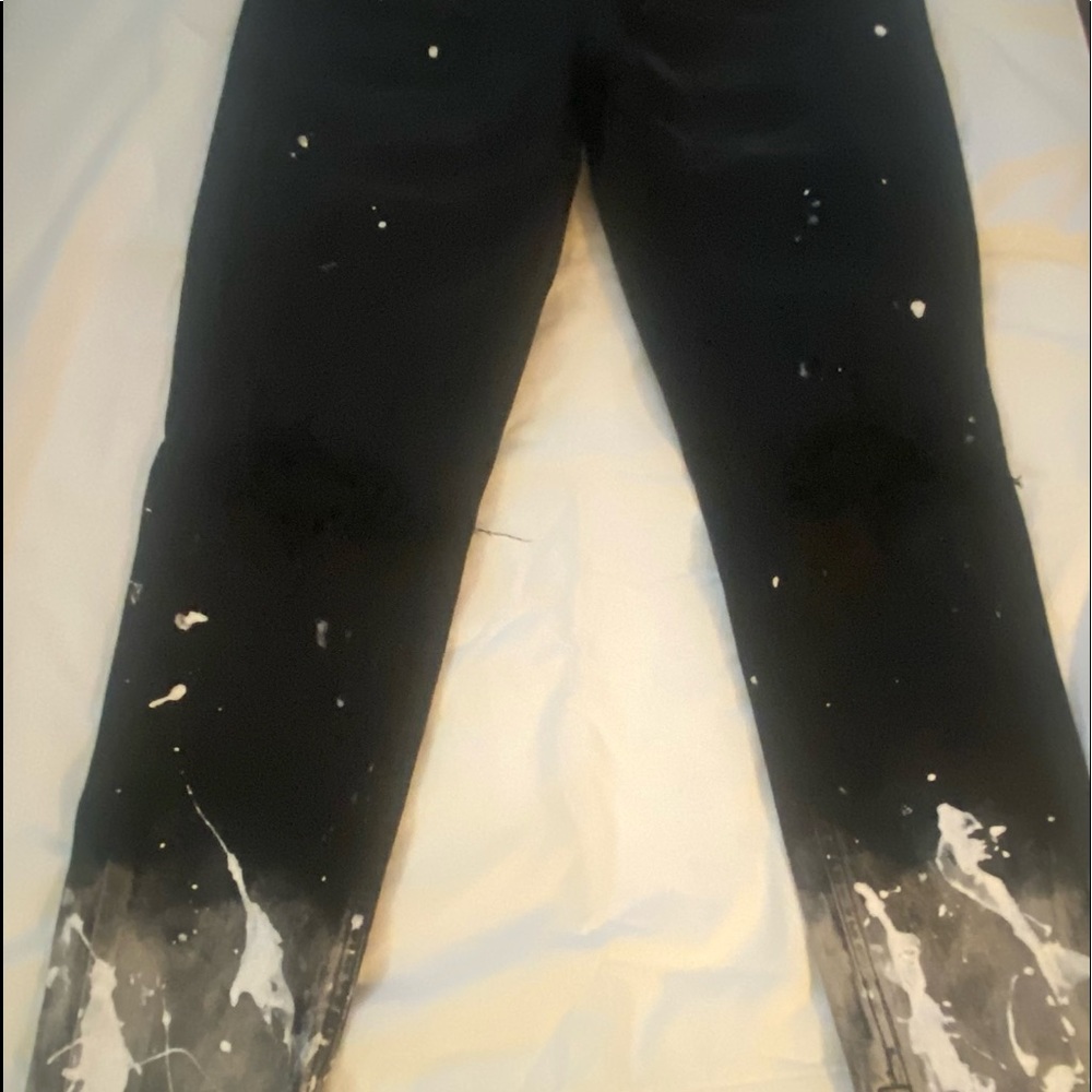 Black paint splatter denim
